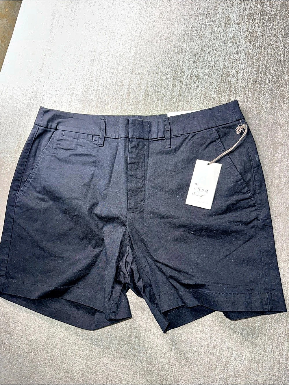 A New Day Mid-Rise Front-Tie Chino Shorts 5" Black Waist 8